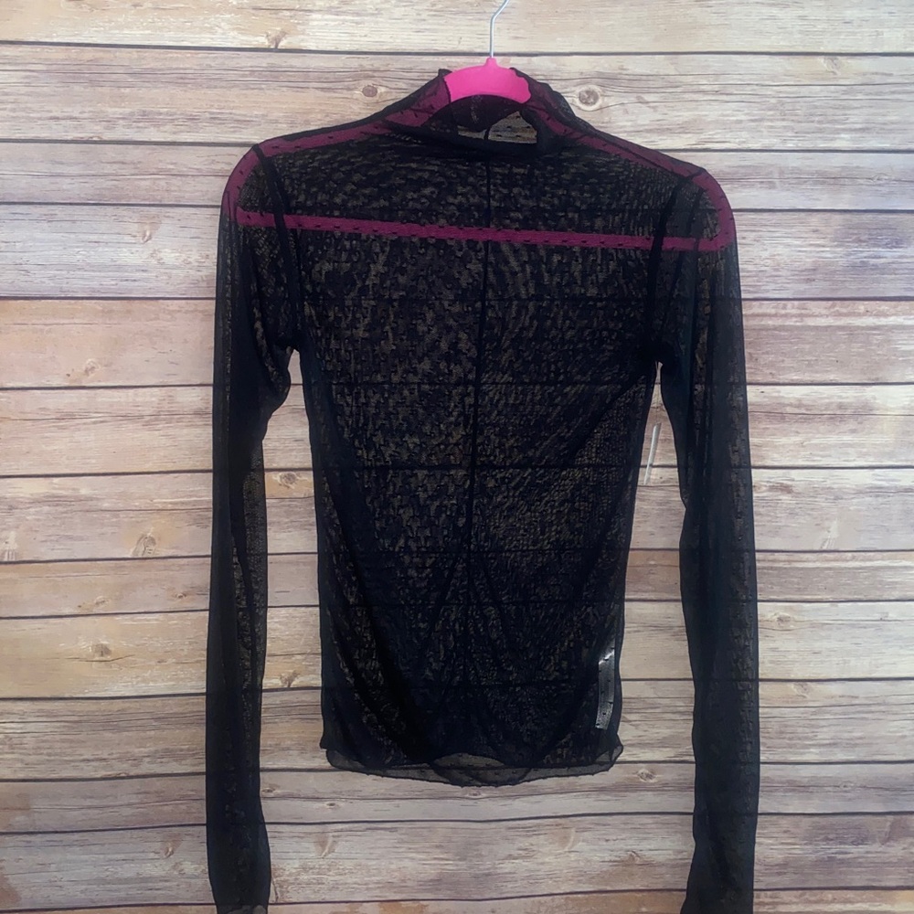 NWT Free People Sheer Polka Dot Mock Neck Top With Thumbholes - Picture 2 of 10